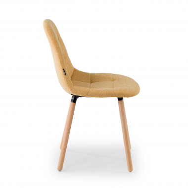 scandinavian chair yellow wooden legs fabric no armrests 4