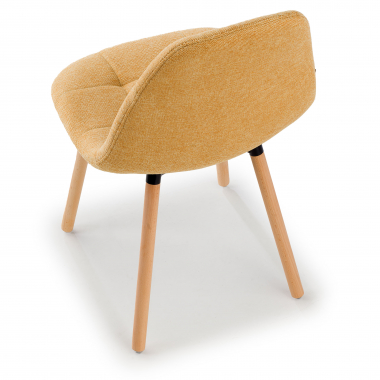 scandinavian chair yellow wooden legs fabric no armrests 5