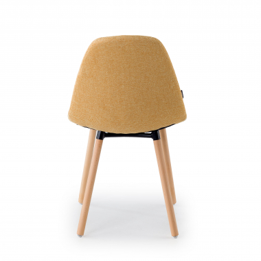 scandinavian chair yellow wooden legs fabric no armrests 7