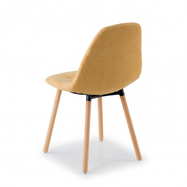 scandinavian chair yellow wooden legs fabric no armrests 8