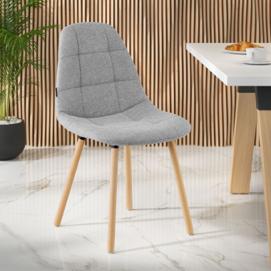 scandinavian chair gray wooden legs fabric no armrests 2
