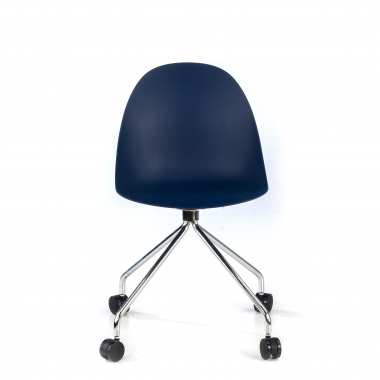 meeting room chair blue with casters plastic no armrests 3