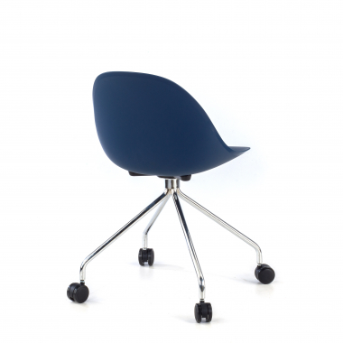 meeting room chair blue with casters plastic no armrests 5