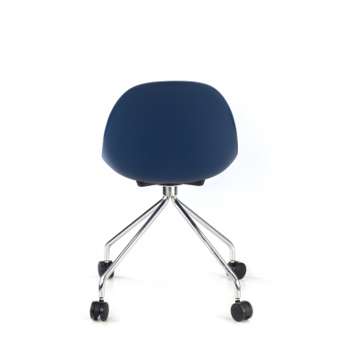 meeting room chair blue with casters plastic no armrests 6