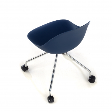 meeting room chair blue with casters plastic no armrests 7