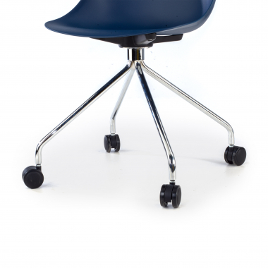 meeting room chair blue with casters plastic no armrests 8