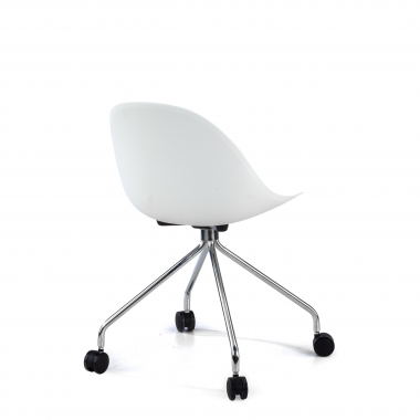 meeting room chair white with casters plastic no armrests 5