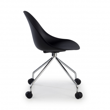 meeting room chair black with casters plastic no armrests 4