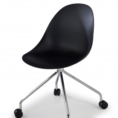 meeting room chair black with casters plastic no armrests 8