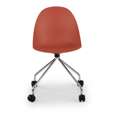 meeting room chair red with casters plastic no armrests 3