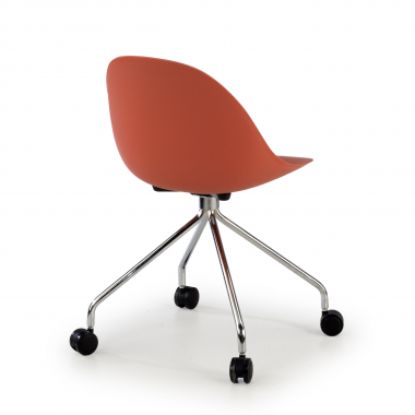 meeting room chair red with casters plastic no armrests 5