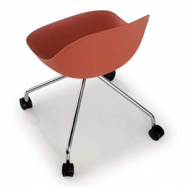 meeting room chair red with casters plastic no armrests 7