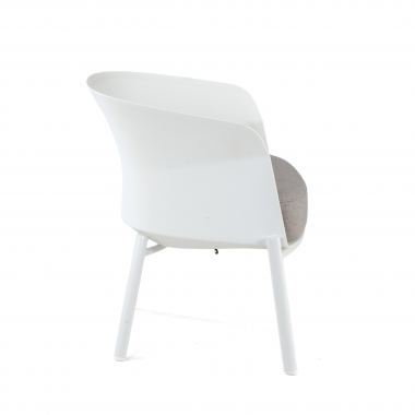 waiting room chair white wooden legs fabric no armrests 4