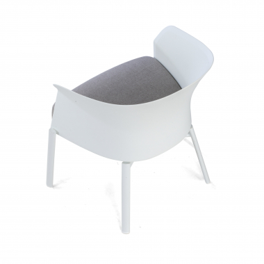 waiting room chair white wooden legs fabric no armrests 7