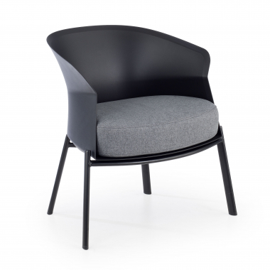 waiting room chair black wooden legs fabric no armrests 1