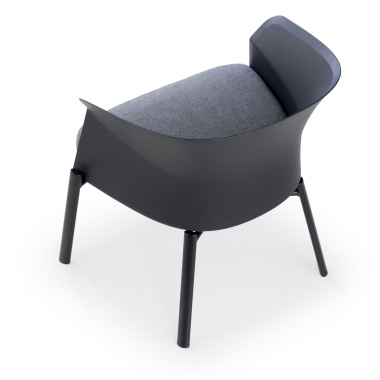 waiting room chair black wooden legs fabric no armrests 7