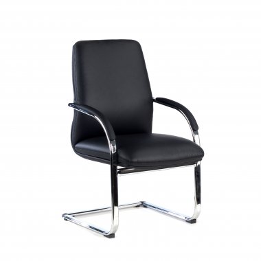 visitor chair black prestige natural skin upholstered armrests 1