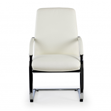 visitor chair white prestige natural skin upholstered armrests 3