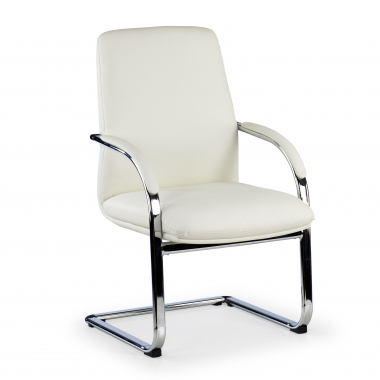 visitor chair white prestige natural skin upholstered armrests 1