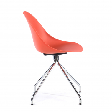 meeting room chair red pyramid base plastic no armrests 4