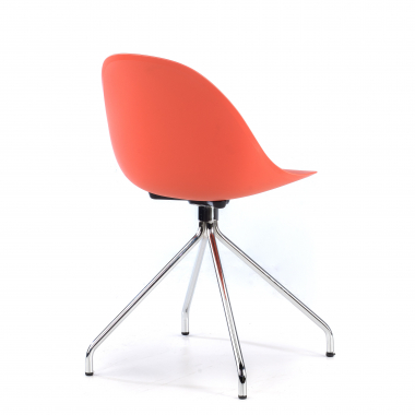 meeting room chair red pyramid base plastic no armrests 6