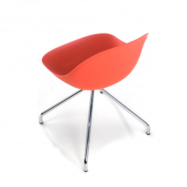 meeting room chair red pyramid base plastic no armrests 7