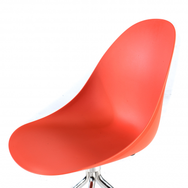 meeting room chair red pyramid base plastic no armrests 5