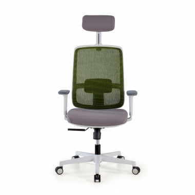 office chair white green kaito mesh movable armrests headrest 3