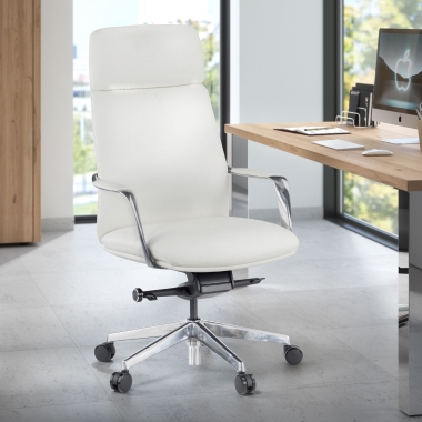 office chair white prestige natural skin upholstered armrests 2