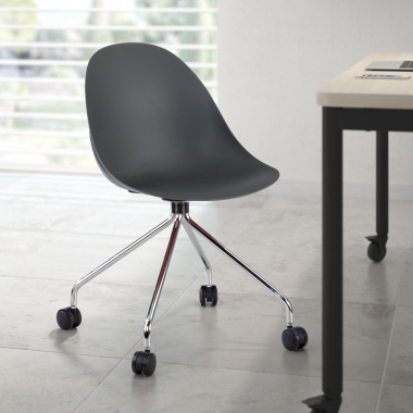 meeting room chair gray with casters plastic no armrests 2