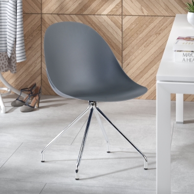 meeting room chair gray pyramid base plastic no armrests 2