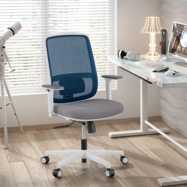 office chair white blue white frame mesh 1d adjustable armrests lumbar support 2