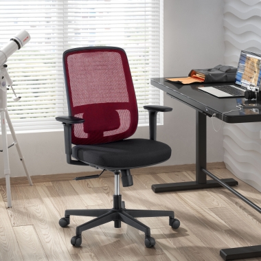 office chair red black frame mesh 1d adjustable armrests lumbar support 2