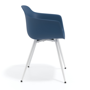 visitor chair white blue 4 legs plastic fixed armrests 4