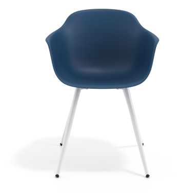 visitor chair white blue 4 legs plastic fixed armrests 3