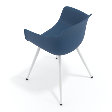 visitor chair white blue 4 legs plastic fixed armrests 7