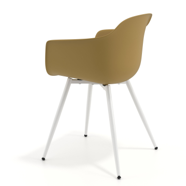 visitor chair yellow 4 legs plastic fixed armrests 6