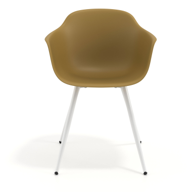 visitor chair yellow 4 legs plastic fixed armrests 3