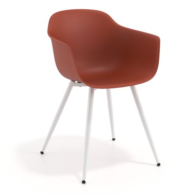 visitor chair orange 4 legs plastic fixed armrests 1