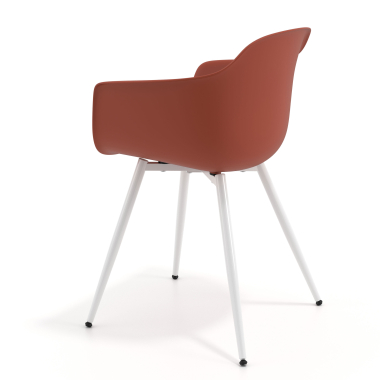visitor chair orange 4 legs plastic fixed armrests 6