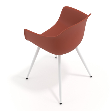 visitor chair orange 4 legs plastic fixed armrests 7