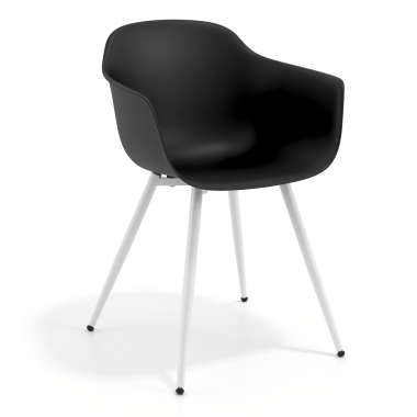 visitor chair black 4 legs plastic fixed armrests 1