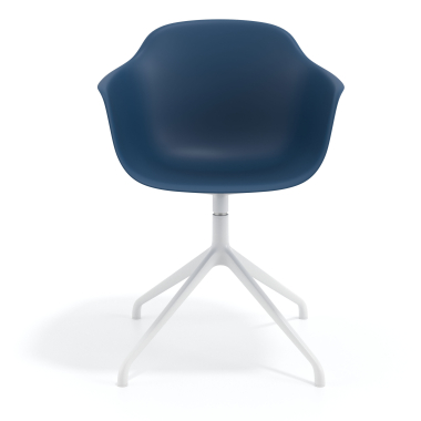 meeting room chair blue pyramid base plastic fixed armrests 3