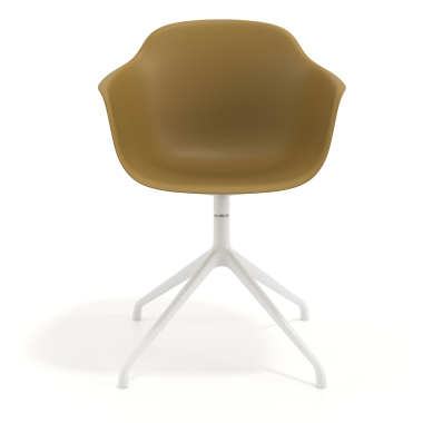 meeting room chair yellow pyramid base plastic fixed armrests 3