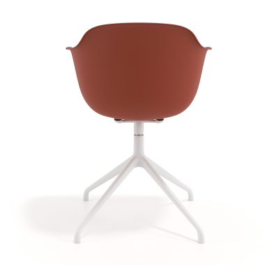 meeting room chair orange pyramid base plastic fixed armrests 5