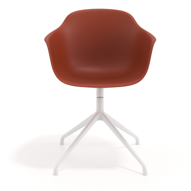 meeting room chair orange pyramid base plastic fixed armrests 3
