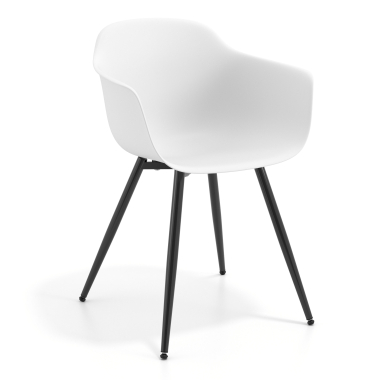 visitor chair white 4 legs plastic fixed armrests 1