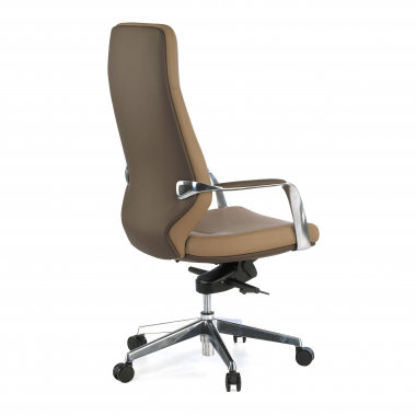 office chair brown high back bicolor synthetic leather upholstered armrests 6