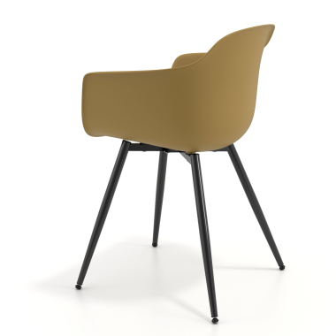 visitor chair yellow 4 legs plastic fixed armrests 6