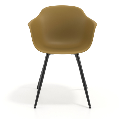 visitor chair yellow 4 legs plastic fixed armrests 3